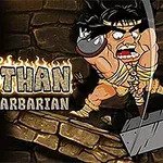 長髪の戦士が巨大なハンマーを振り下ろそうとしている。