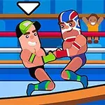 二人のキャラクターがリング上で組み合っている様子が描かれています。