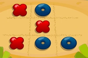 赤い「X」と青い「O」が描かれた3x3のグリッド。