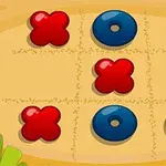 赤い「X」と青い「O」が描かれた3x3のグリッド。