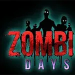 暗い背景に目が光るゾンビのシルエットと「ZOMBIE DAYS」という赤と紫の文字。