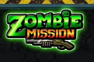 緑色の縁取りで強調された「Zombie Mission」の文字と銃のイラスト。