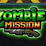 緑色の縁取りで強調された「Zombie Mission」の文字と銃のイラスト。