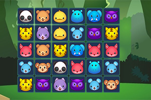 動物の顔が描かれたカラフルなブロックが並ぶグリッド。