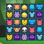 動物の顔が描かれたカラフルなブロックが並ぶグリッド。