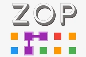 ZOPという文字と、カラフルな四角形が並ぶシンプルなデザイン。