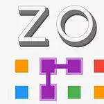 ZOPという文字と、カラフルな四角形が並ぶシンプルなデザイン。